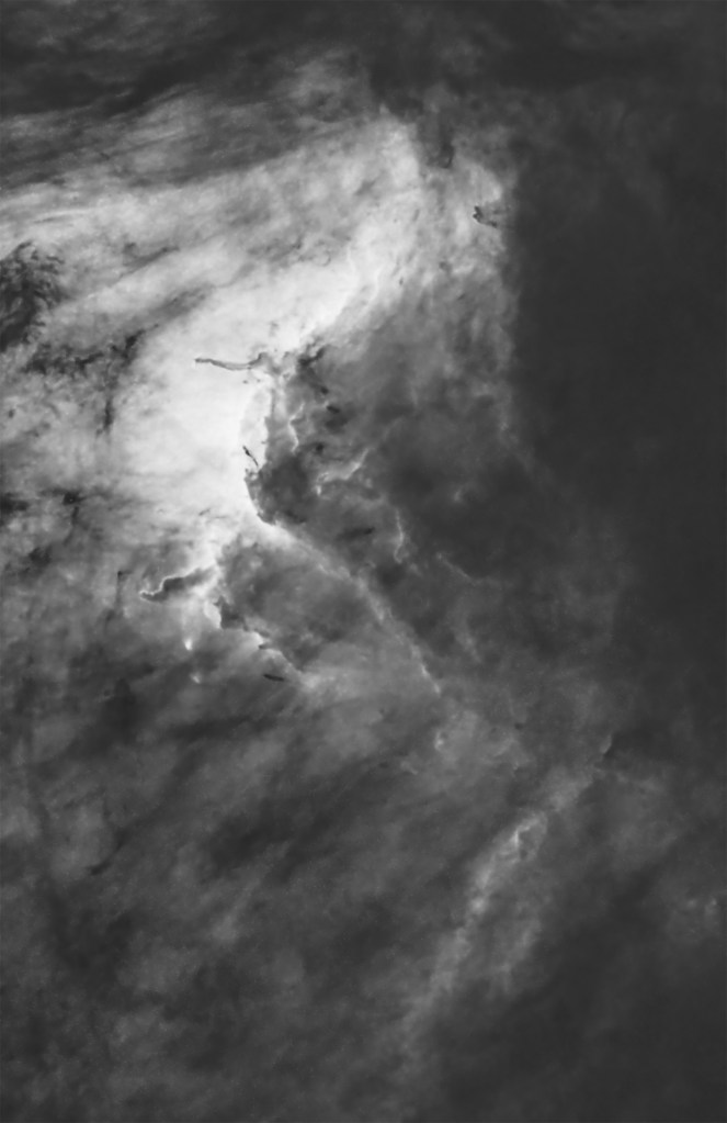 nebulosity in black and white in deep space without stars